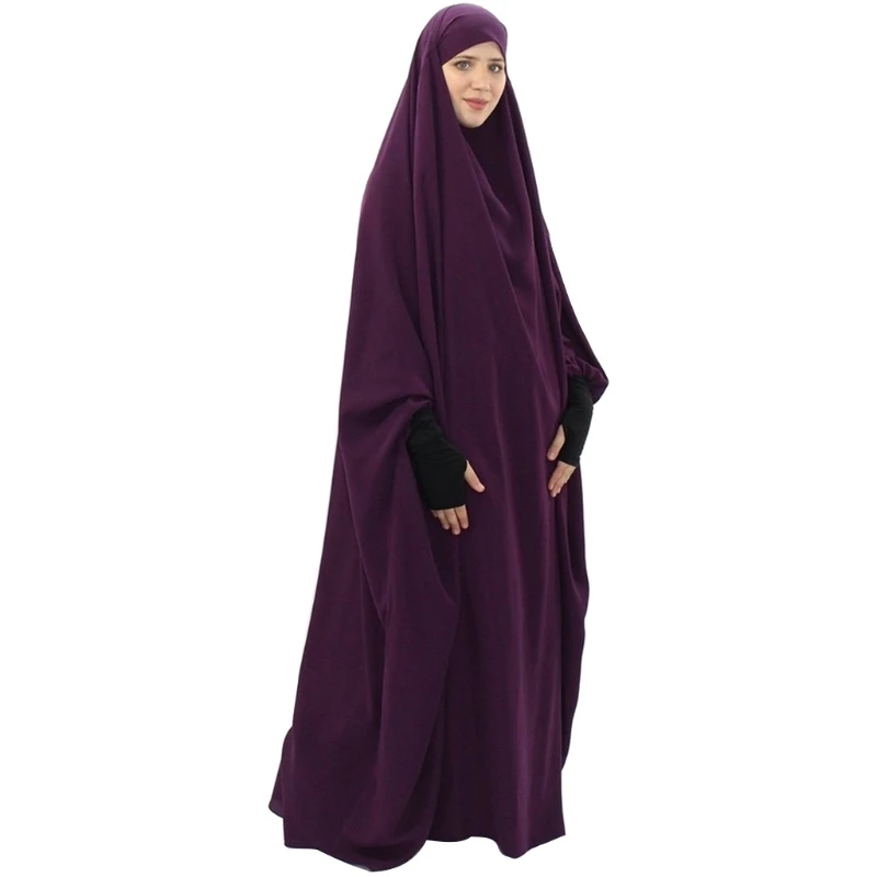 

Muslim One-Piece Prayer Dress Full Cover Hooded Islamic Abaya Kaftan with Hijab U90E