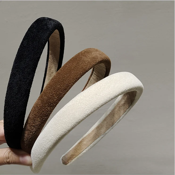 

Women hairbands Suede solid color sponge hairpin simple retro autumn and winter wear temperament headdress