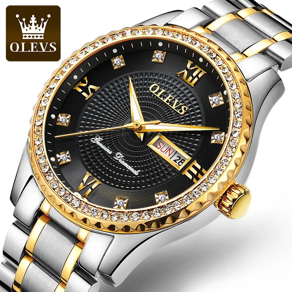 

OLEVS Business Men Quartz Watch Casual Steel Calendar 30 Meters Waterproof Men's Watch Gold Luminous Clock Relogio Masculino