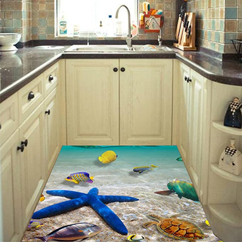 

Faroot Floor Decals, Starfish Fishes PVC Stickers 3D Wall Stickers Wall Posters for Bedroom Living Room