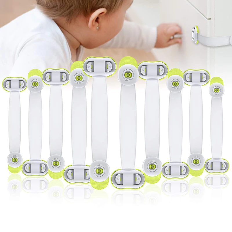 

Child Safety Cabinet Locks, 10 Pack Baby Proofing Refrigerator Locks with Strong Adhesive, No Tools or Drilling