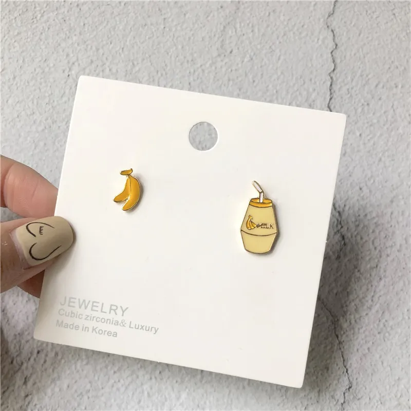 S925 Серебряные корейские асимметричные милые серьги-гвоздики серьги для женщин