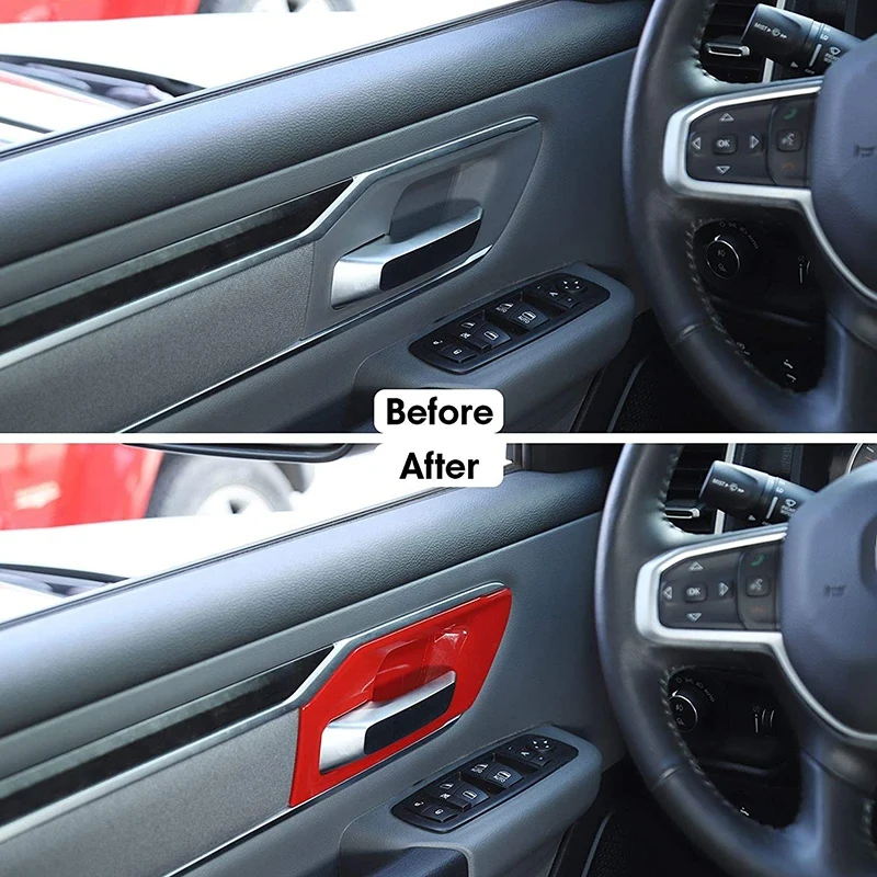 

Car Inner Door Handle Bowl Cover ABS Trim Frame Decor for 2018 2019 2020 2021 Dodge Ram 1500 Accessories