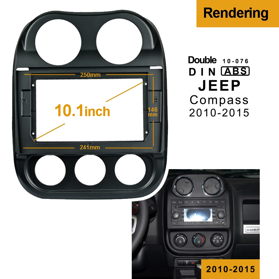 2/1DIN Car CD DVD Frame Audio Fitting Adaptor Dash Trim Facia Panel 10.1inch For JEEP COMPASS 2010-2015 Double Din Radio Player |