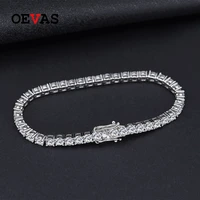 oevas 100 925 sterling silver created moissanite gemstone bangle charm wedding bracelet fine jewelry wholesale drop shipping