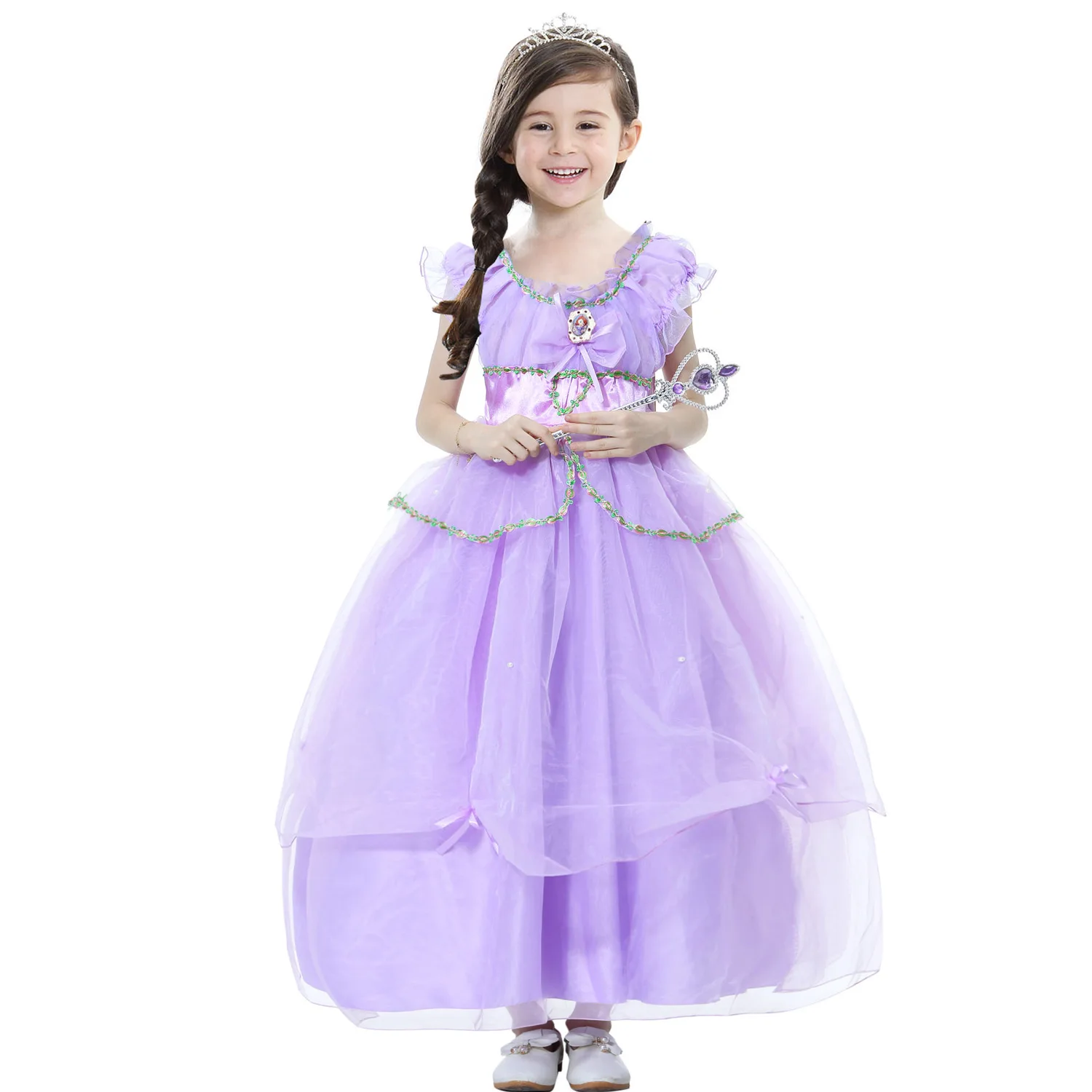 

Girls Princess Sofia Dress for Girl Kids Cosplay Costume Puff Sleeve Layerd Dresses Child Carnival Party Sophia Fancy Costumes