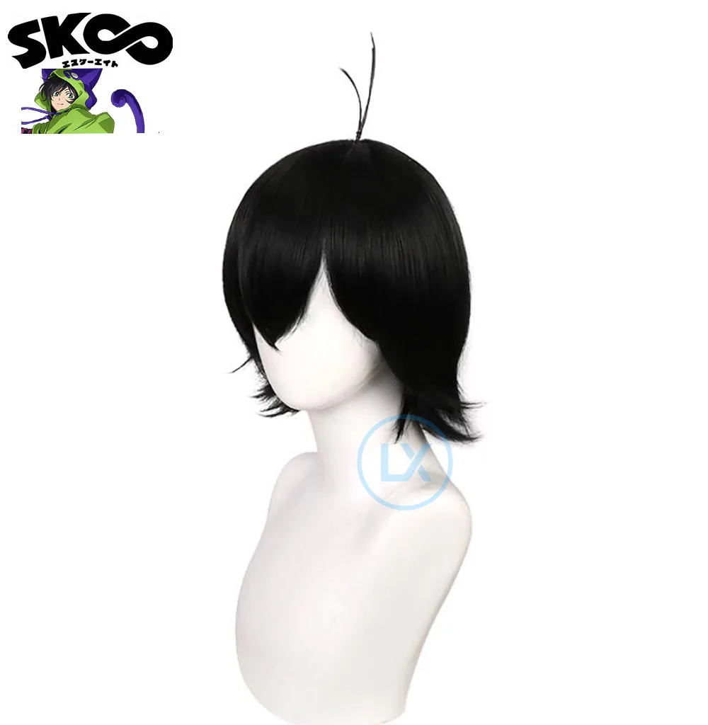 Anime Sk8 the Infinity Miya Cosplay 33cm Wig Short Black Wigs Heat Resistant Synthetic Halloween | Тематическая одежда и