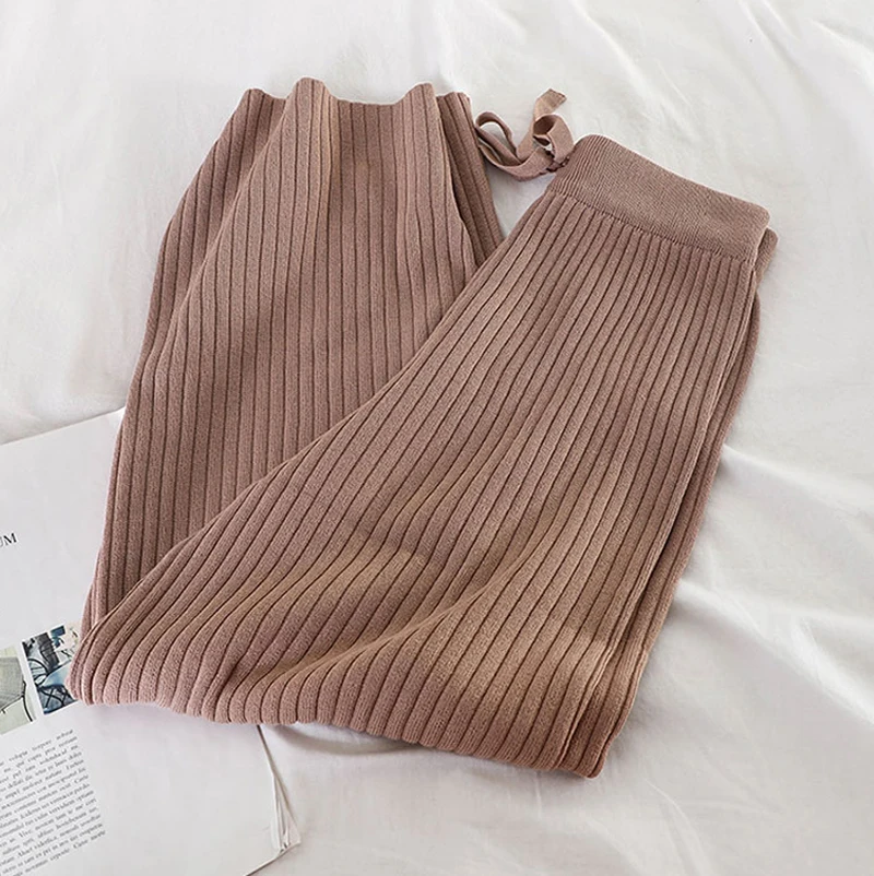 Женские трикотажные брюки с широкими штанинами новинка 2020 года Теплые