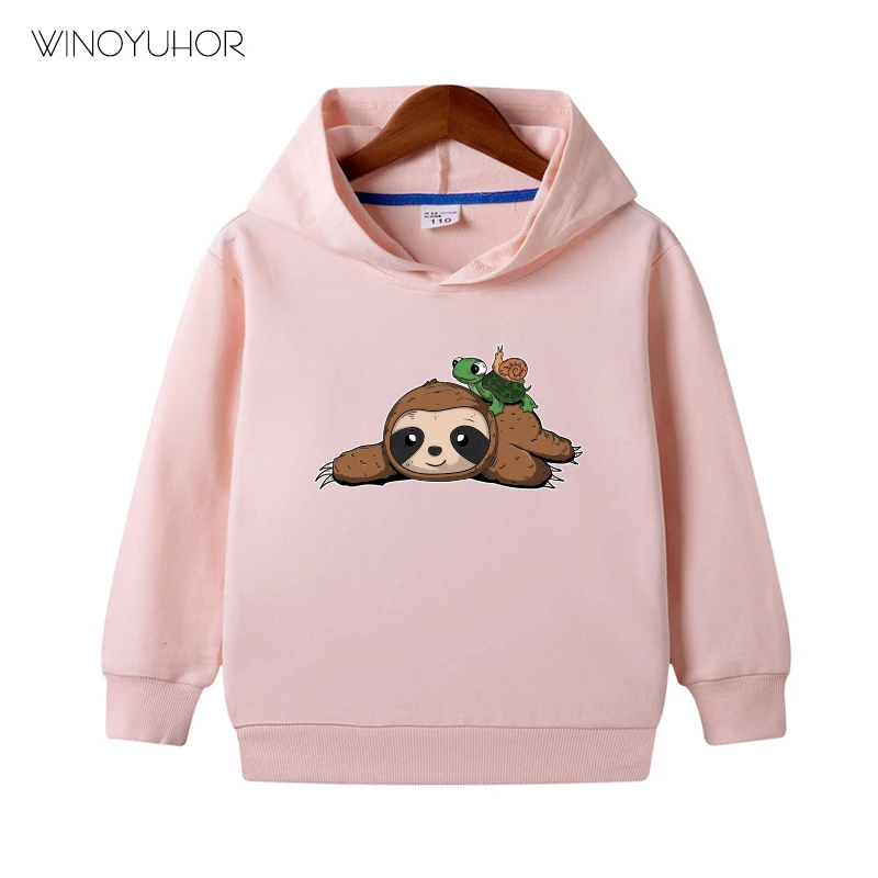 Sudaderas con capucha para ni&ntilde;os y ni&ntilde;as, jerseys divertidos de corredores de marat&oacute;n, regalo de perezoso, Tortuga, Caracol, Tops de algod&oacute;n con Humor de dibujos animados, novedad de oto&ntilde;o-3
