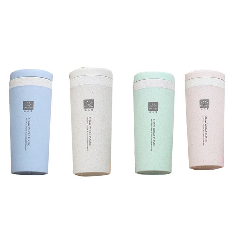 Portable 300ml Wheat Straw Fiber Water Cup Office Double-Layer Heat Preservation Bottle Coffee Mug Tea Travel | Дом и сад