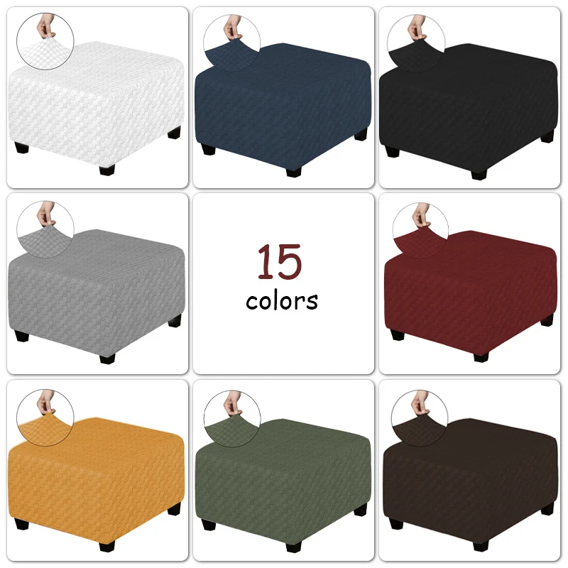 

Ottoman Cover Slipcover Jacquard Elastic Furniture Protector Covers All-inclusive Footrest Footstool Sofa Slipcover Chair Covers