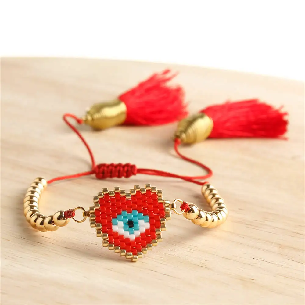Go2boho MIYUKI сердце браслет бохо шик женский Турецкий Дурной глаз браслет красный набор звезда ювелирные изделия Pulsera Mujer кисточкой Handmad