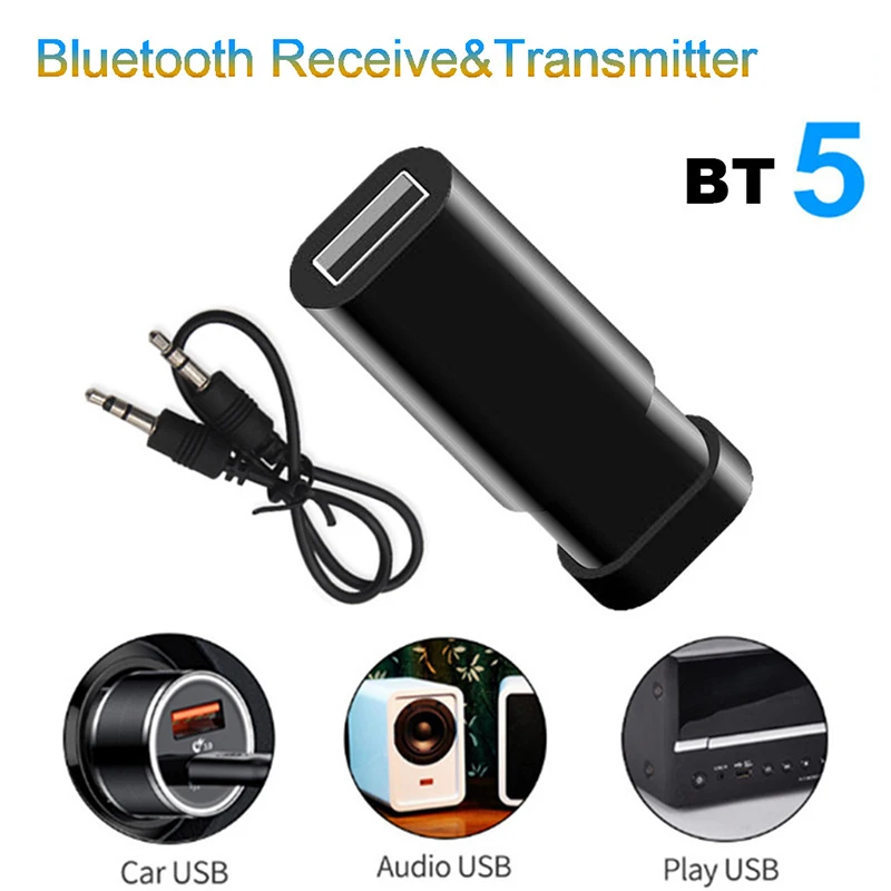 Аудиоприемник Bluetooth 5 0 передатчик в 1 Мини 3 мм Jack AUX USB стерео музыку беспроводной