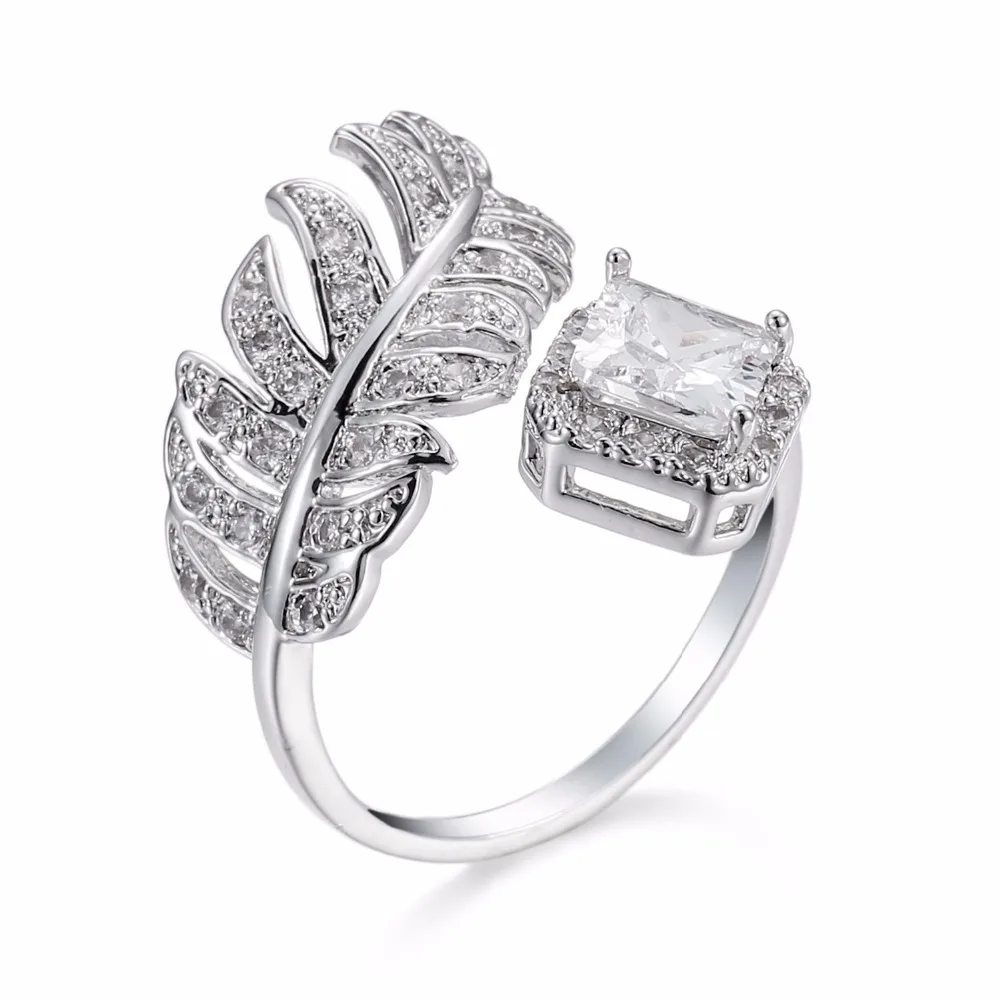 

Classic Popular Leaves Brand Finger Ring with AAA Zirconia Cheap Romantic Ring Women Fashion Wedding 925 Stamp Jewelry