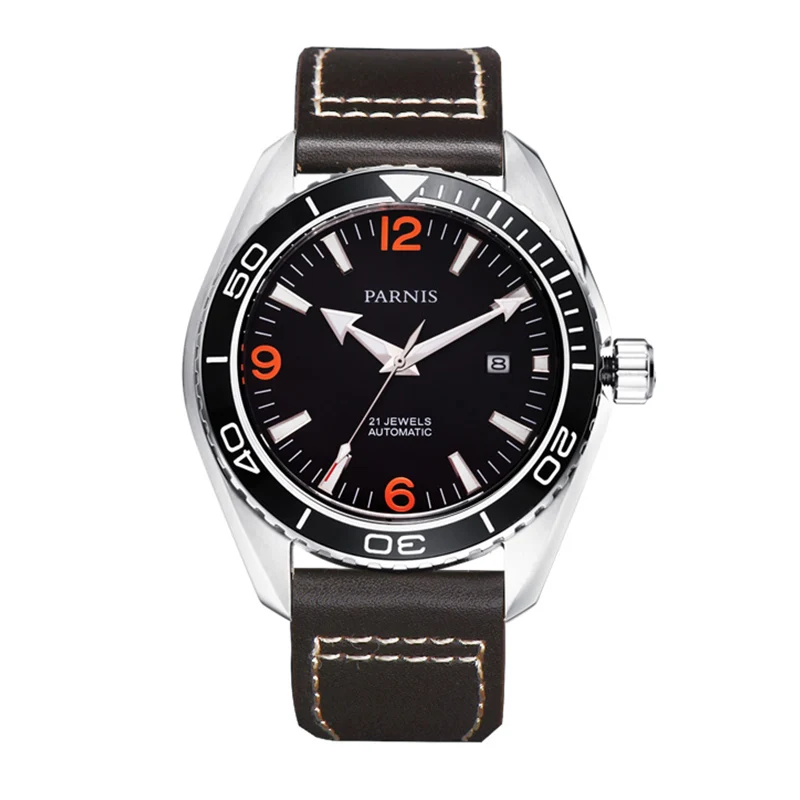 45 мм Parnis водонепроницаемые ныряльщик автоматические мужские часы механические