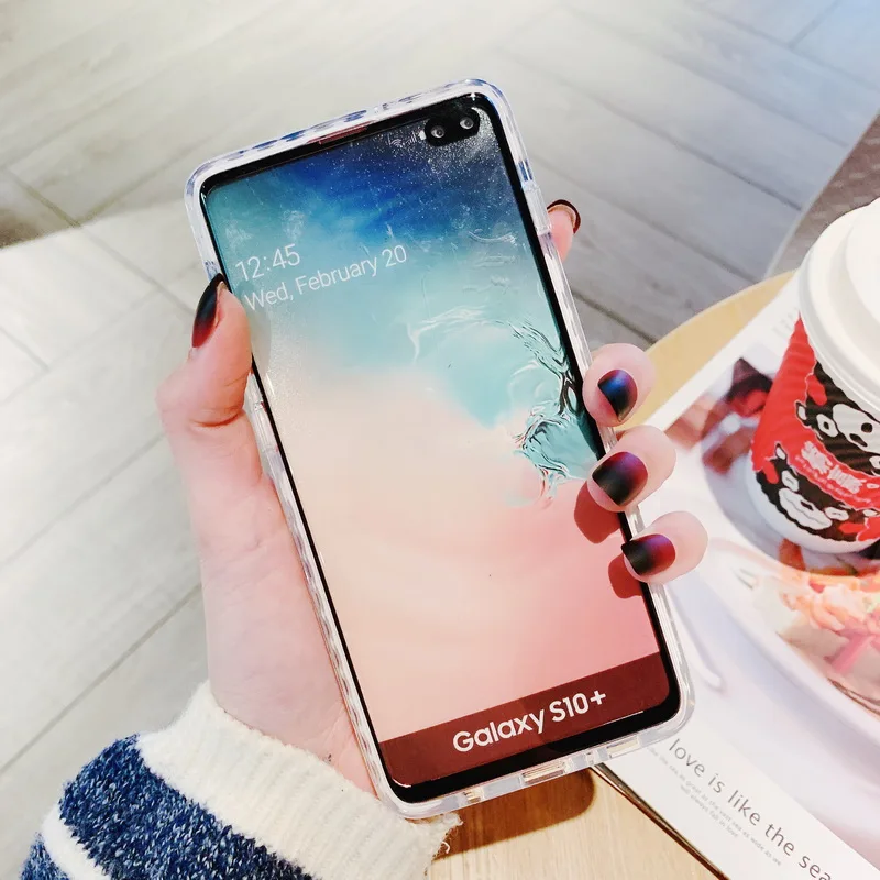 Двухслойный противоударный силиконовый чехол для samsung Galaxy S7 Edge S8 S9 S10 Plus A10 A20 A70 Двойной Цветной 3D Алмазный Мягкий ТПУ чехол
