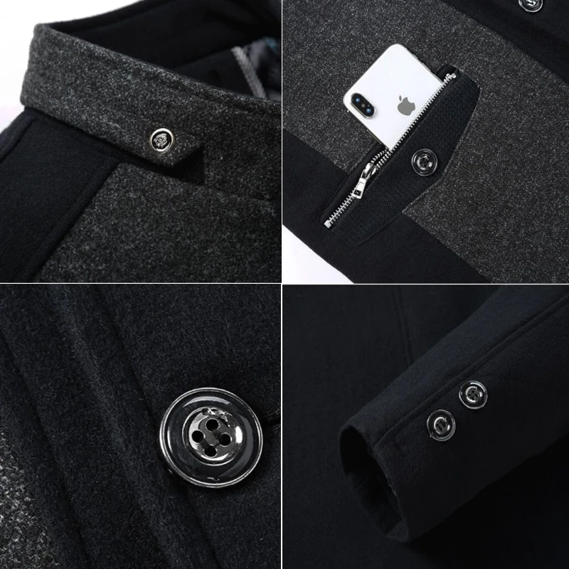 

caot winter wool men coat erkek kaban Fashion Business Thicken Slim Overcoat Jacket Male Peacoat Brand Clothes 29804