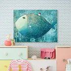 Настенная картина в скандинавском стиле с изображением больших рыбок, декор для детской комнаты, холст, искусство для детской спальни, мультяшная живопись, современные Большие плакаты