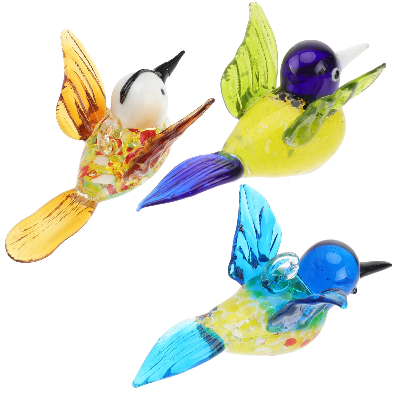 

3pcs Delicate Glass Adornment Desktop Hummingbird Ornament Animal Adornment