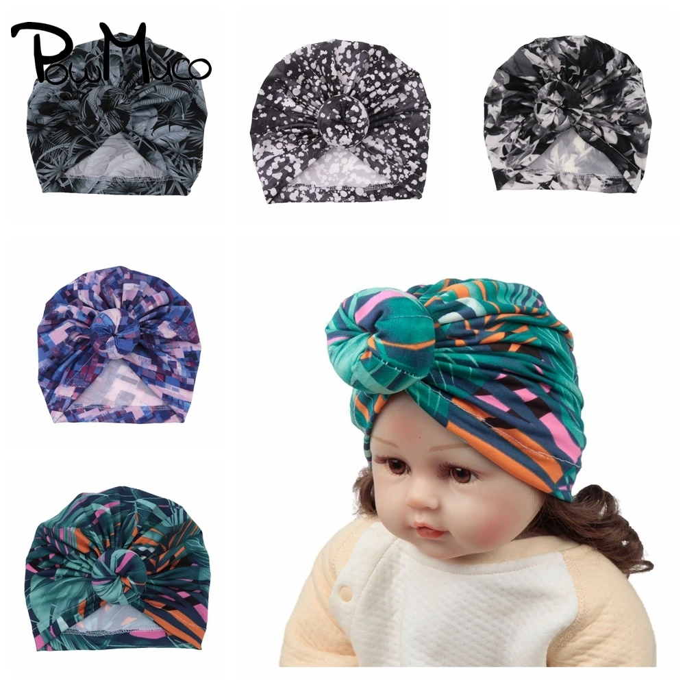 

Powmuco 20*19 Cm New Fashion Printed Baby Girls Hats Handmade Donut Newborn Caps Children Turban Infant Photography Headwear