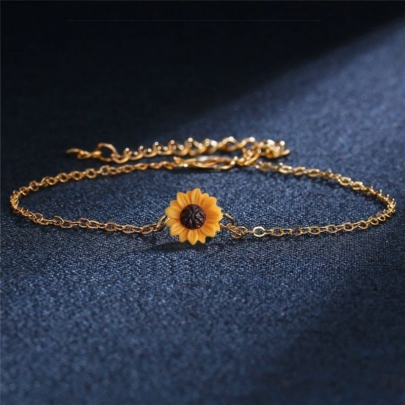 5PCS/Set Necklace Earring Bracelet Ring Set Women Fashion Jewelry Accessories Sunflower Jewelry Gifts Charm Pendant Necklaces