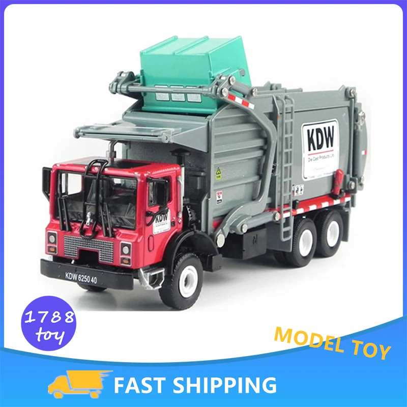 

KDW 1:24 Alloy Car Model Garbage Truck Cleaning Engineering Vehicle Model Materials Handling Sanitation Trucks Kid Toys For Boys