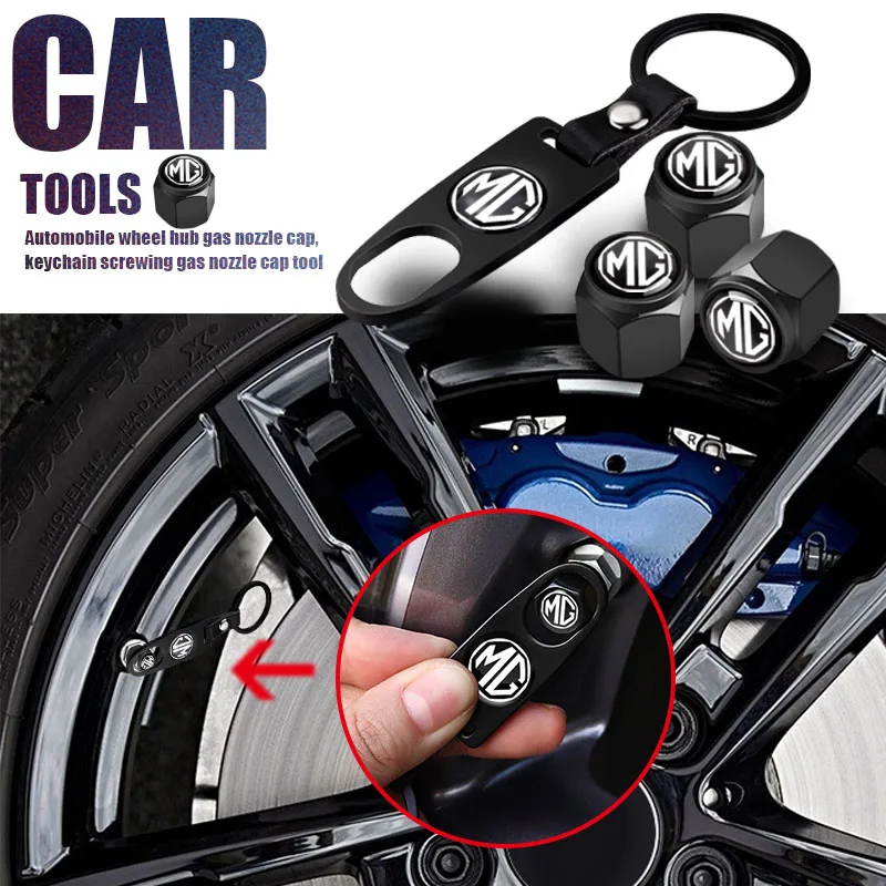 

Car Tire Valve Cap Screwing Valve Keychain Wheel Decoration for MG 550 42 6 ZT 7 3 ZR RX5 ZS 350 HS TF 5 GS GT Morris Garages