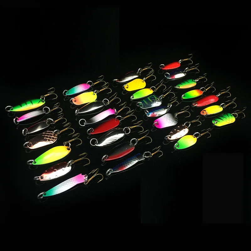 30 шт./компл. металлическая рыболовная приманка ложка с пластиковой коробкой для