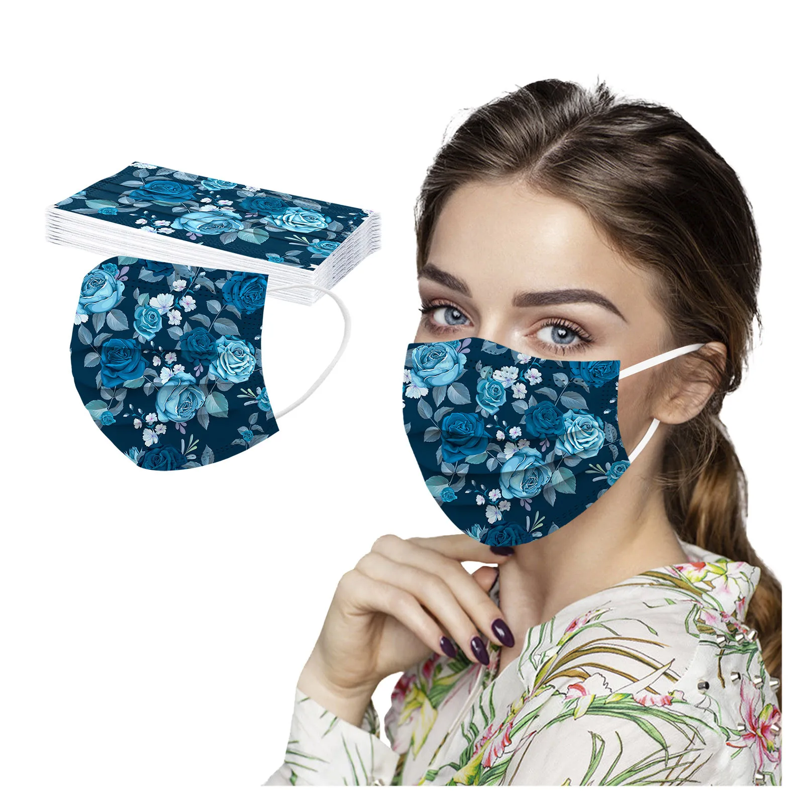 

10pc Disposable Floral Mask For Face Adult 3-layer Protec Meltblown Maske Breathable Face mask Masques No Decoration