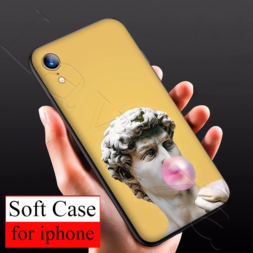 Силиконовый мягкий чехол Lavaza с изображением статуи Микеланджело для iPhone 12 Mini 11 Pro