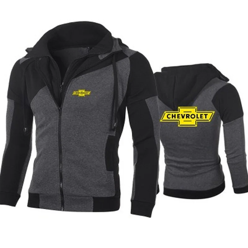 

For Chevrolet Logo Sweatshirt Cotton Double Zipper Long Sleeve Fleece Casual Hoodies Men Sports Jacket Sweatshirts Cardigan Coat