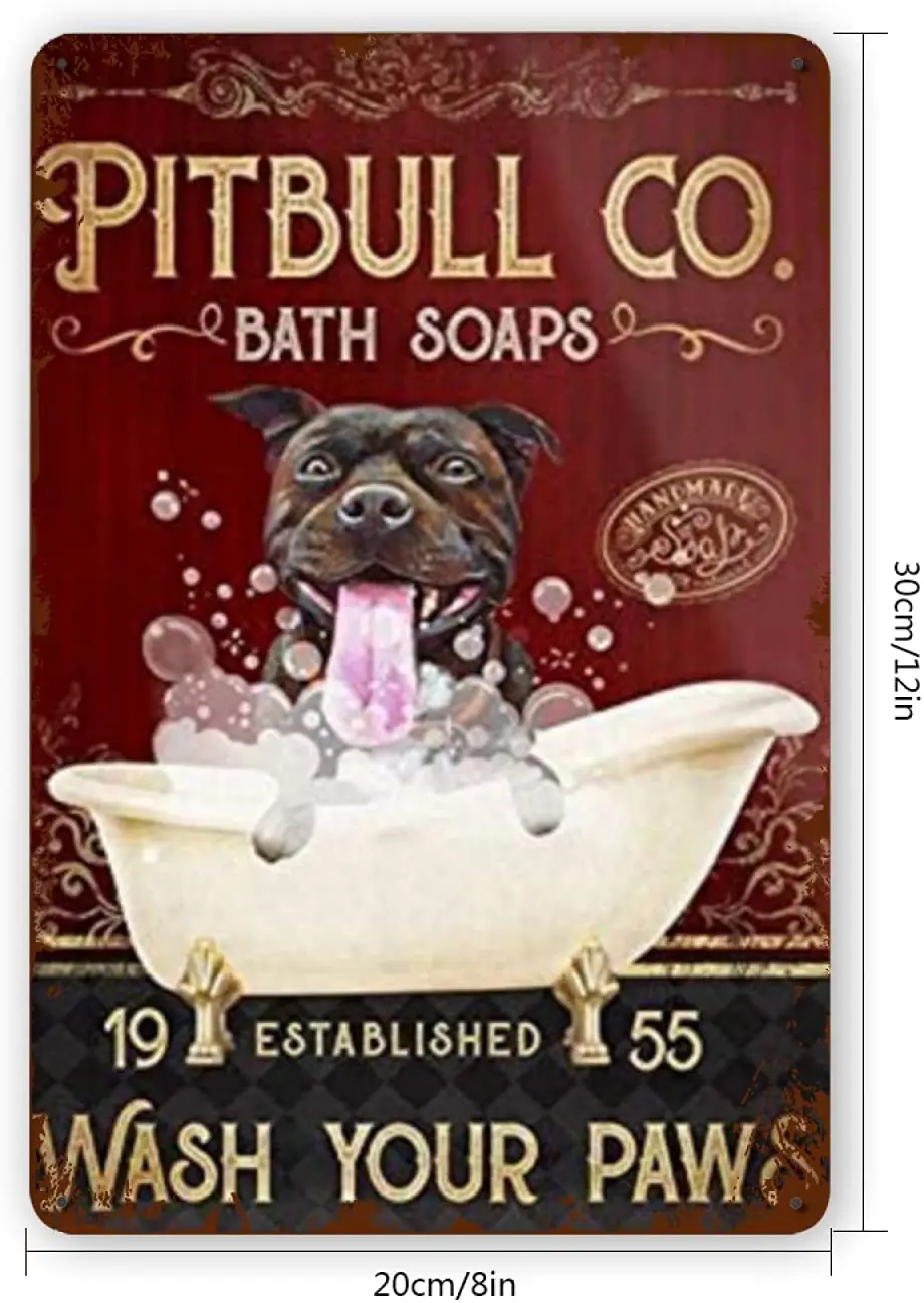 Pitbull Собака банное мыло компания металлический жестяной знак Ретро стиль Арт Деко роспись Забавный подарок 20x30 см постер металлическая живопись металлический налет