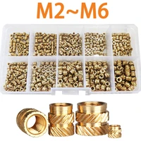 m2m3m4 m5m6 female thread knurled threaded embedment hot melt insert brass nuts assortment kit for 3d printing injection molding