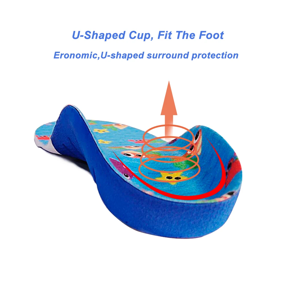Kids Children Flat Feet Insoles Arch Support 4cm Orthotic Orthopedic Shoe Inserts for X/O Legs Shoe Heel Fixed Pads