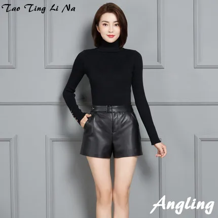 Tao Ting Li Na  Women New Real Genuine Sheep Leather Shorts 20KS71