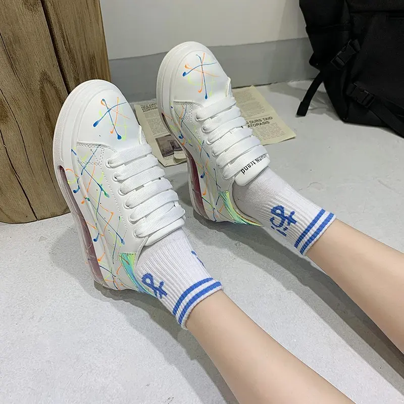

Autumn Women's Sneakers Casual Shoes Flat Bottom Fashion 2021 Platform Chunky Sneakers Breathable Round Toe Women Shoes A1-213