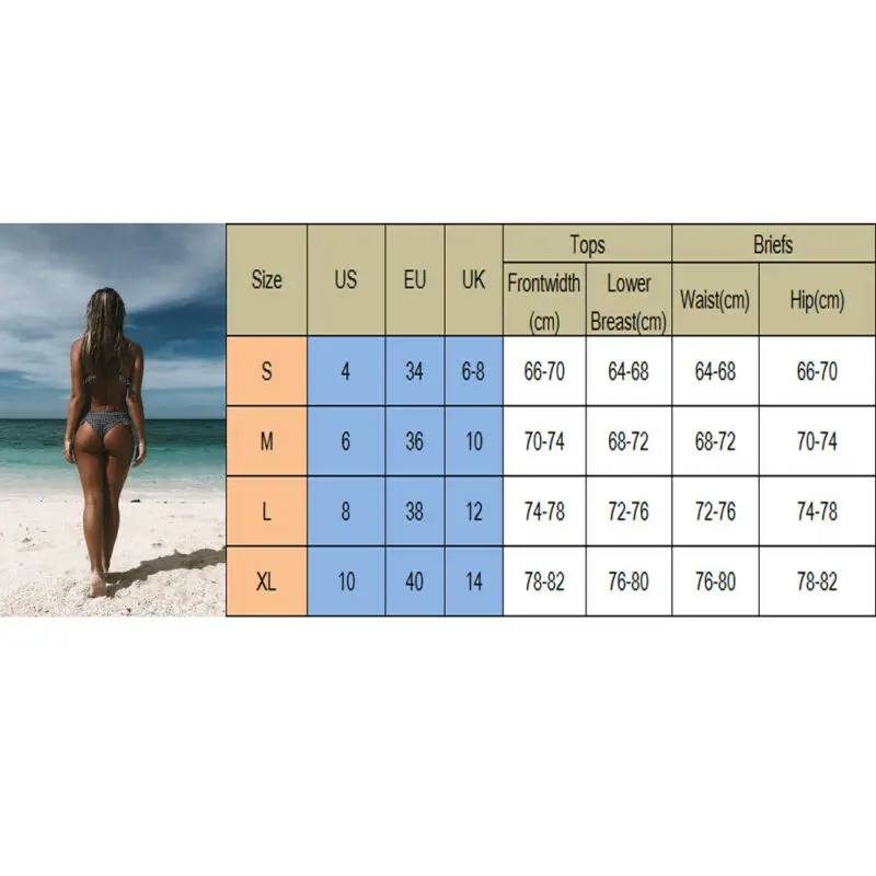 

Meihuida Fashion Women Sexy Plaid Bikini Sets Ruffle Bandage Push-up Padded Swimsuit Bathing Swimwear Swimming Beach Wear
