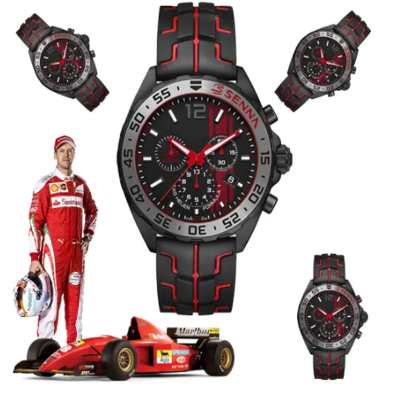 

2021TAG- Men Watches Top Brand Luxury Stainless Steel Case Quartz Watch Male Clock Silicone Band Wristwatch