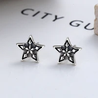 fanru s925 sterling silver earrings vintage five pointed star stud earrings korean version trendy earrings s925jewelry for women