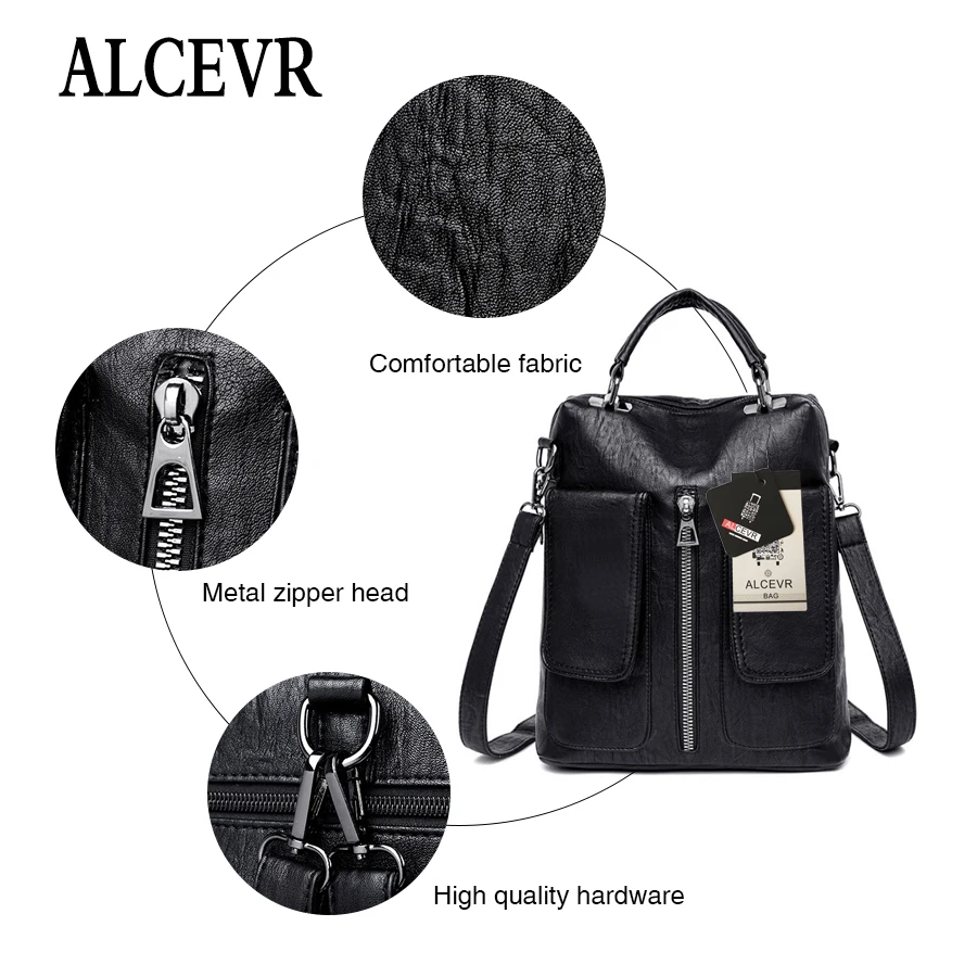 ALCEVR, женский рюкзак, высокое качество, из искусственной кожи, Mochila Escolar, школьные сумки для девочек-подростков, винтажные рюкзаки с верхней ручкой, Bolsa