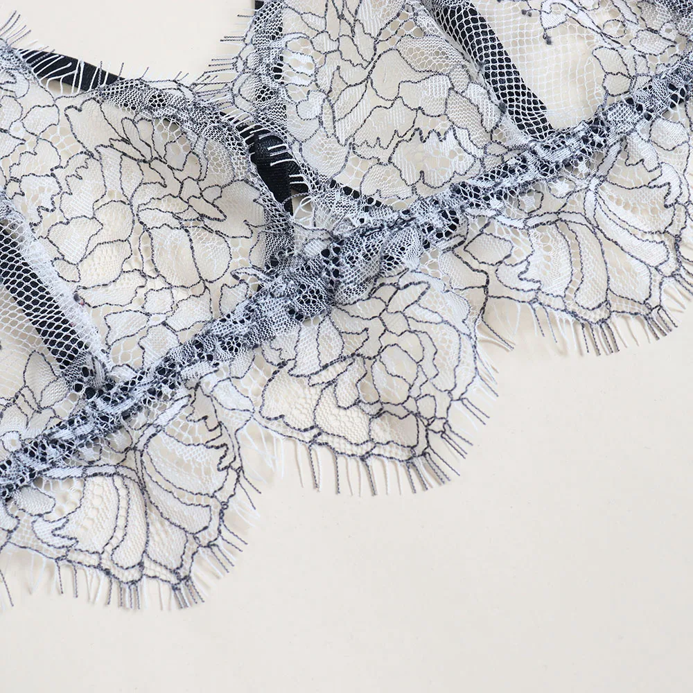 

LEECHEE New Sexy Lingerie European and American Three-point Eyelash Lace Bra Suit Seductive Women's Three-piece Underwear Set