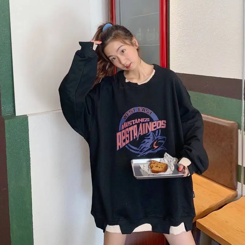 

New Harajuku Girls Ulzzang Tshirt women Spring Sweatshirt Females Streetwear Funny Printed Fashion Punk Long Sleeve Tops