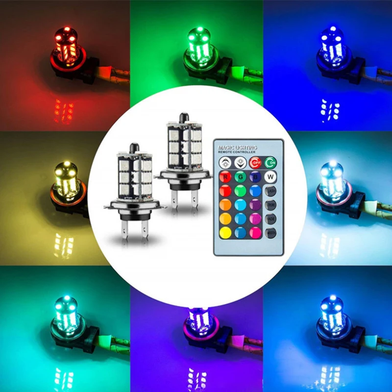 Паиемай 2шт Led RGB Противотуманный Фонарь H1 H3 H4 H7 H8 H11 9005 Автомобильный Фара Дульб-фонарь с Пультом Дистанционного Управления
