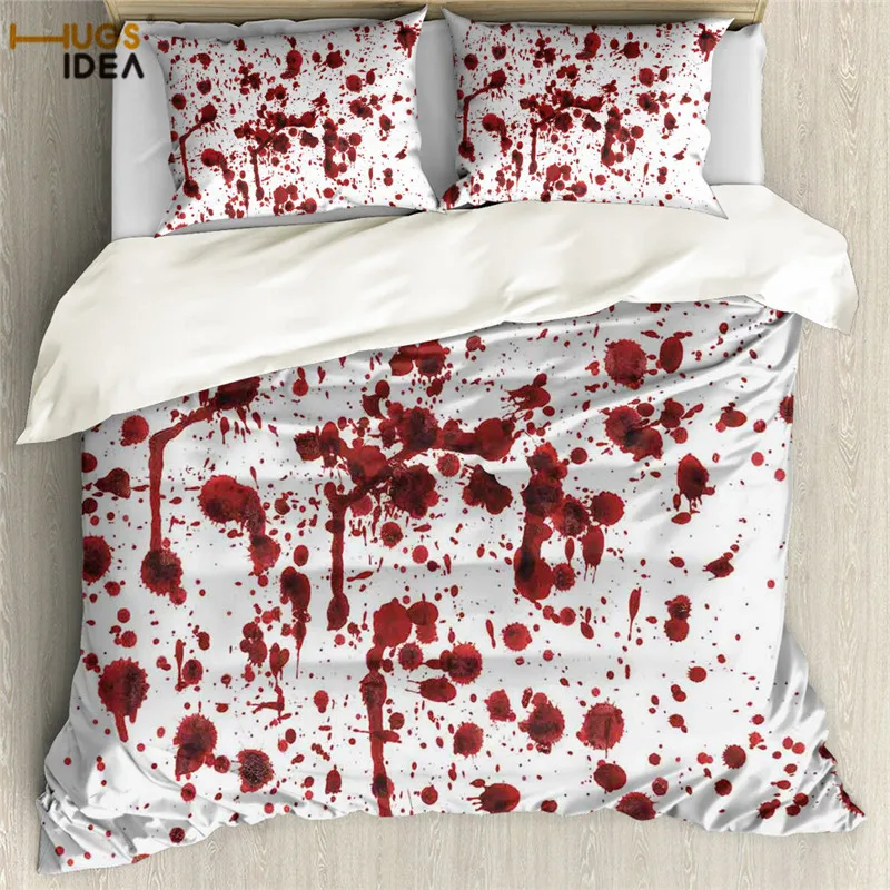 

Horror Bedding Set Splashes of Blood Grunge Style Duvet Cover & Pillowcase 3pcs Horror Scary Zombie Halloween Themed Home Decor
