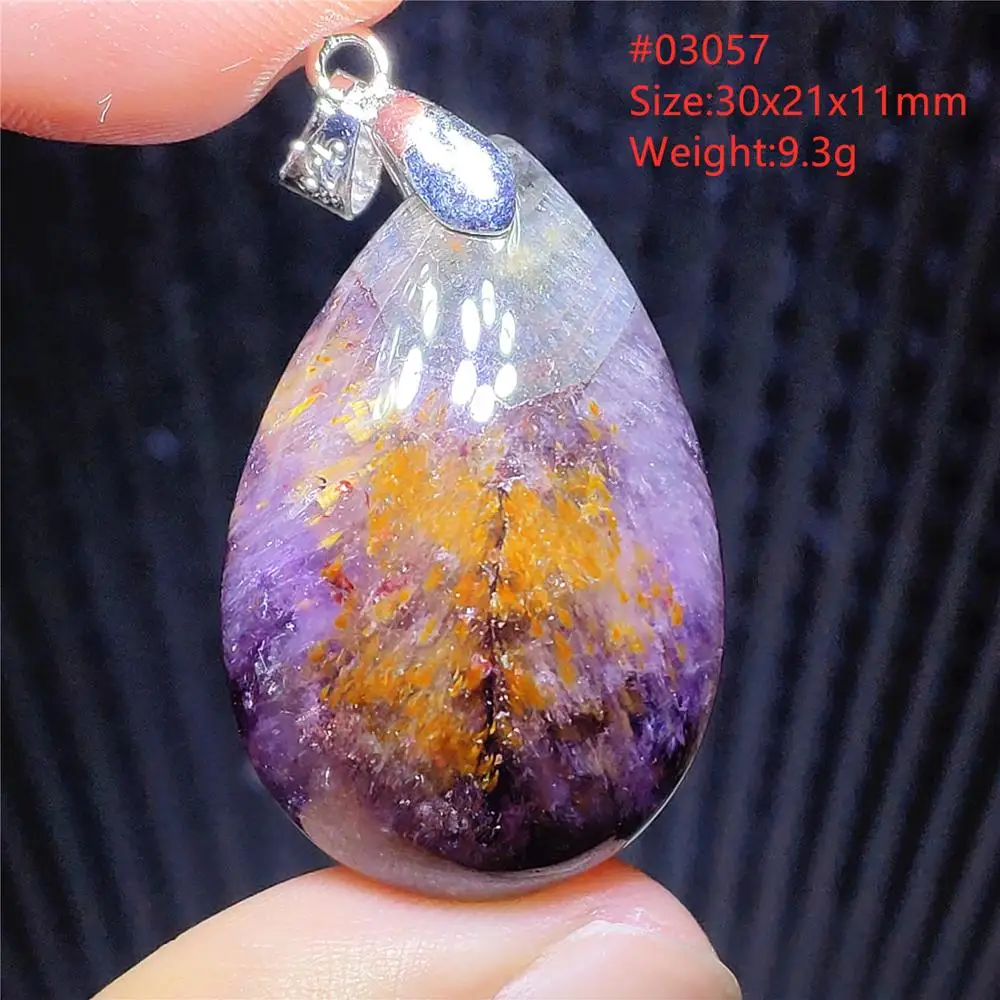Подлинный натуральный Cacoxenite Auralite 23 Фиолетовый красный женский мужской кулон