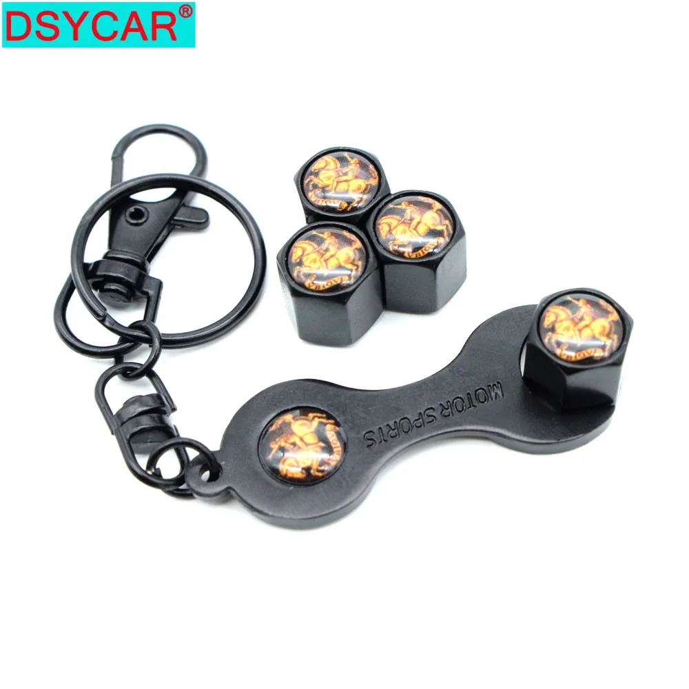 

DSYCAR 1 комплект, цинковый сплав, противоугонное автомобильное колесо крышки стержня вентиля шины Air + ключ, брелок, автомобильные аксессуары, ...