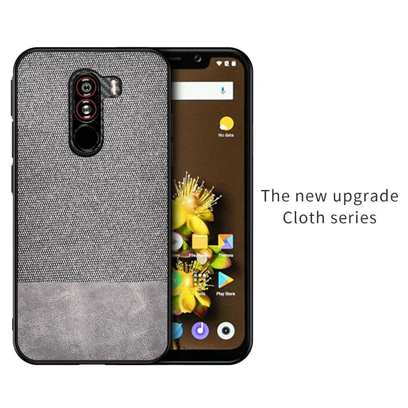 Gray-p Роскошный ультра-тонкий хлопковый тканевый чехол s для Xiaomi POCOPHONE F1 Phone Sofr силиконовый чехол для задней панели POCOPHONE F1 кожаный чехол - Цвет: Gray-p