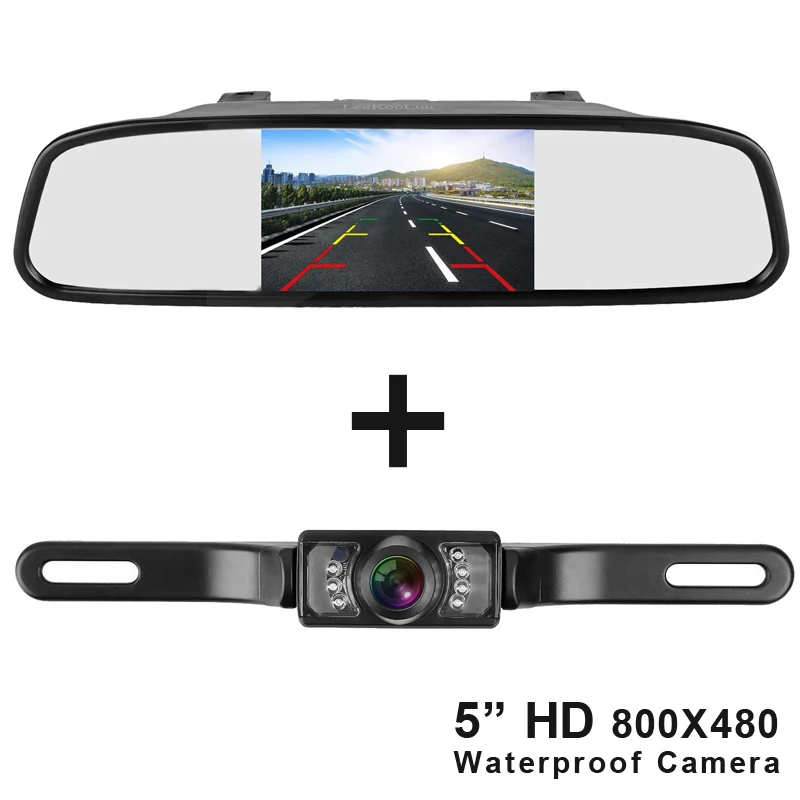 

Car HD 5 inch 800*480 LCD Mirror Rearview Monitor and Rear view camera Reversing Parking System IP68 Waterproof Night Vision