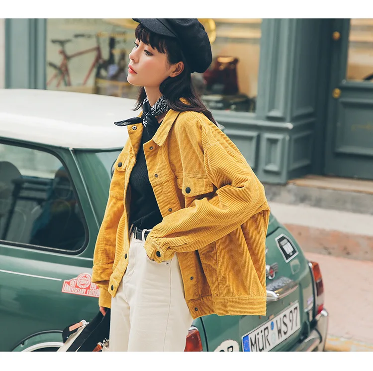 Vangull New 2019 Women Bomber Jacket with Pockets Cotton Corduroy Basic Coats Stylish Slim Fit Fashion Outerwear | Женская одежда