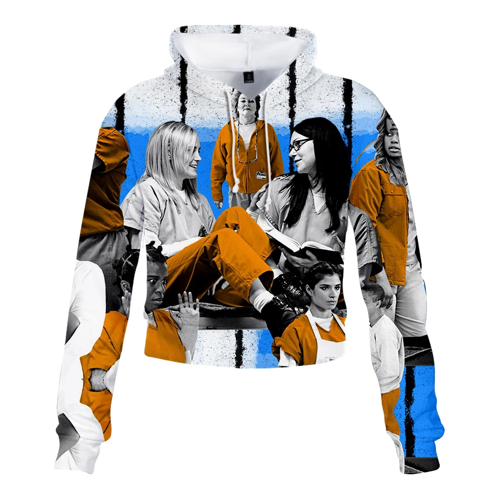 3D оранжевые новые черные толстовки с круглым вырезом длинным рукавом Женские